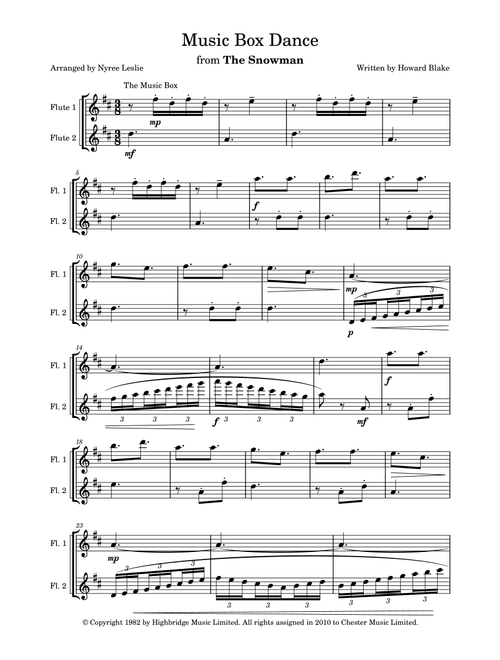 Music Box Dance (Arr. Nyree Leslie) - Howard Blake (Flute Duet)