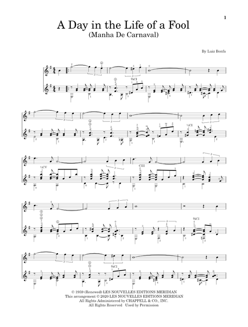 A Day In The Life Of A Fool (Manha De Carnaval) (Ed. Charles Duncan) - Luiz Bonfa, Carl Sigman (Solo Guitar)