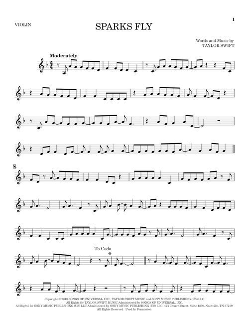 Sparks Fly - Taylor Swift (Violin Solo)