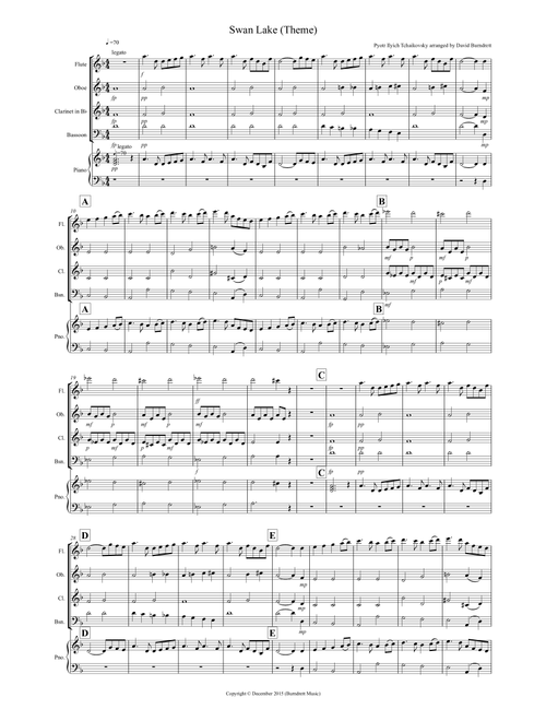 Swan Lake Theme for Wind Quartet (Arr. David Burndrett) - Pyotr Ilyich Tchaikovsky (Woodwind Ensemble)