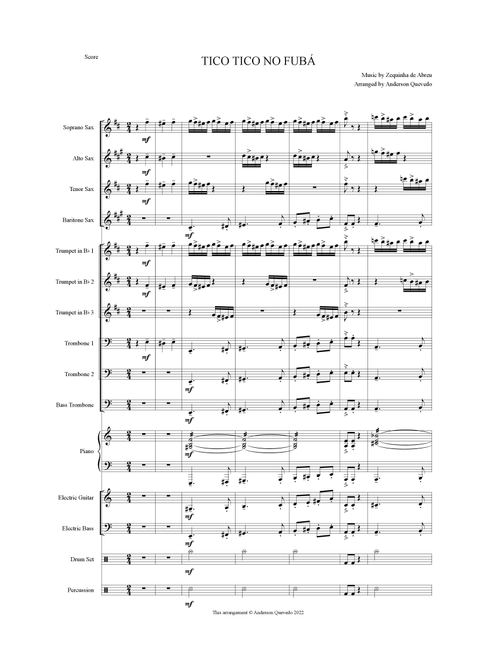 Tico Tico no Fubá by Zequinha de Abreu Arranged for Big Band by Anderson Quevedo (Large Ensemble)