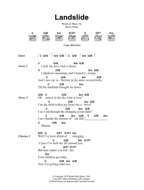 Landslide - Fleetwood Mac (Guitar Chords-Lyrics)