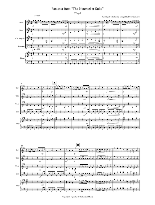 Trepak (Fantasia from Nutcracker) for Double Reed Quartet (Arr. David Burndrett) - Pyotr Ilyich Tchaikovsky (Woodwind Ensemble)