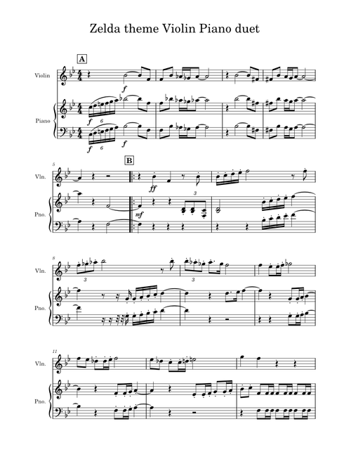 Zelda theme Violin Piano duet