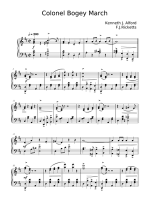 Colonel Bogey March Piano (unfinshed) Sheet Music for Piano (Solo