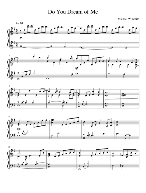 Do You Dream of Me (Michael W. Smith) (Piano Accompaniment)
