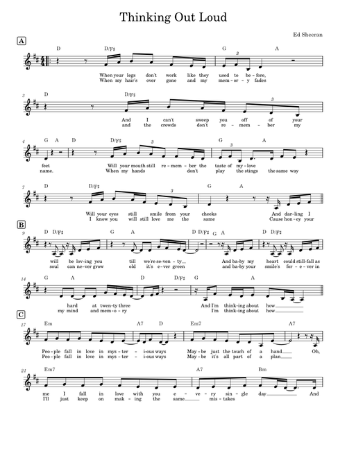 Thinking Out Loud Lead Sheet