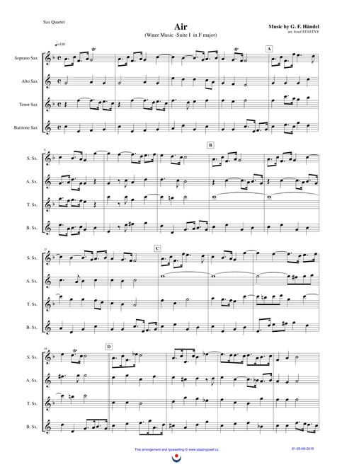 Air (Water Music) (Arr. Josef STASTNY) - George Frideric Handel (Woodwind Ensemble)