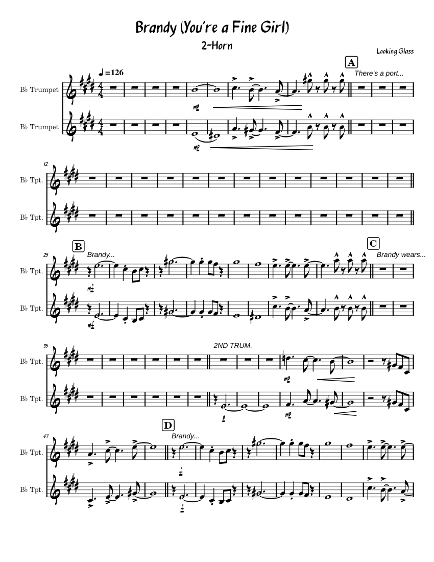 brandy-you-re-a-fine-girl-2-tmpts-sheet-music-for-trumpet-in-b-flat