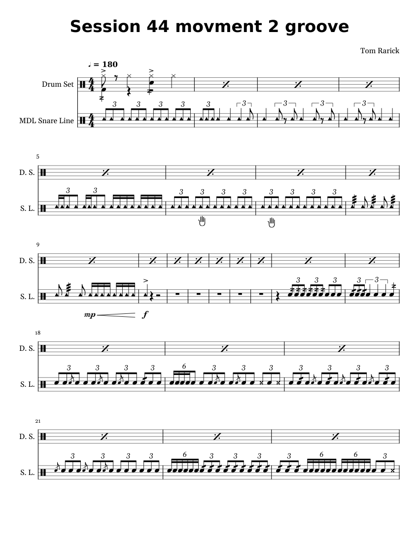 bluecoats session 4 movement 2 groove (snare part) Sheet music for