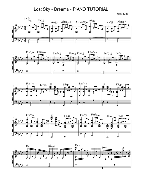 Dreams (Arr. Gregory King) - Lost Sky (Easy Piano)