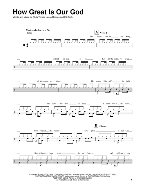 How Great Is Our God - Chris Tomlin (Drum Transcription)