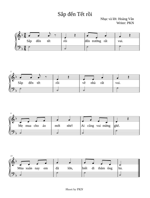 Sắp đến Tết rồi - Hoàng Vân - Sheet by PKN - Sheet Piano