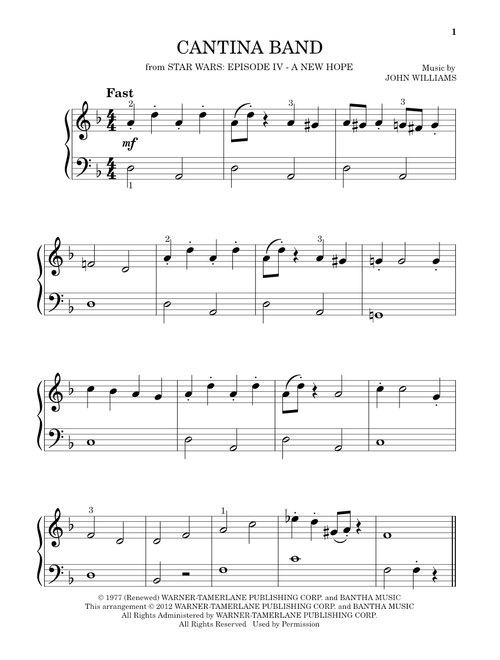 Cantina Band (from Star Wars: A New Hope) - John Williams (Beginning Piano Solo)