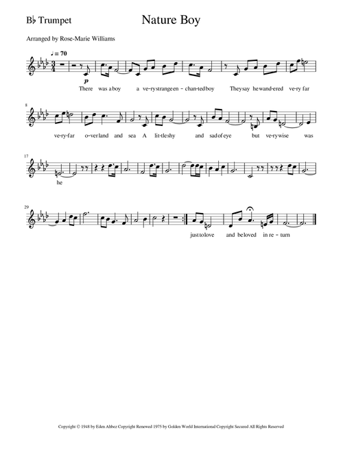 Nature Boy (Arr. Rose-Marie Williams) - Nat King Cole (Trumpet Solo)