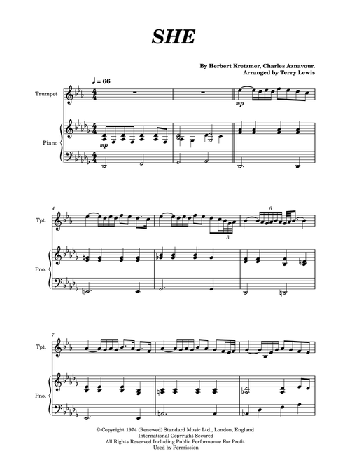 She (Arr. Terry Lewis) - Elvis Costello (Trumpet and Piano)