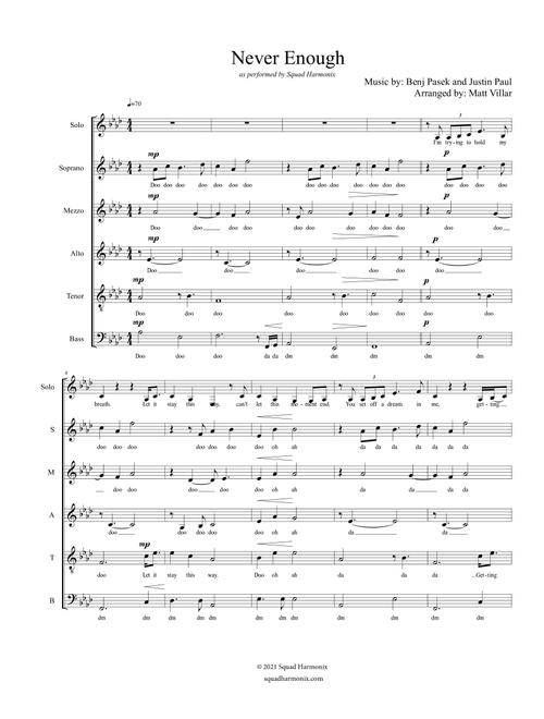 Never Enough (Arr. Matthew Villar) - Benj Pasek, Justin Paul (Choral, SATB divisi)