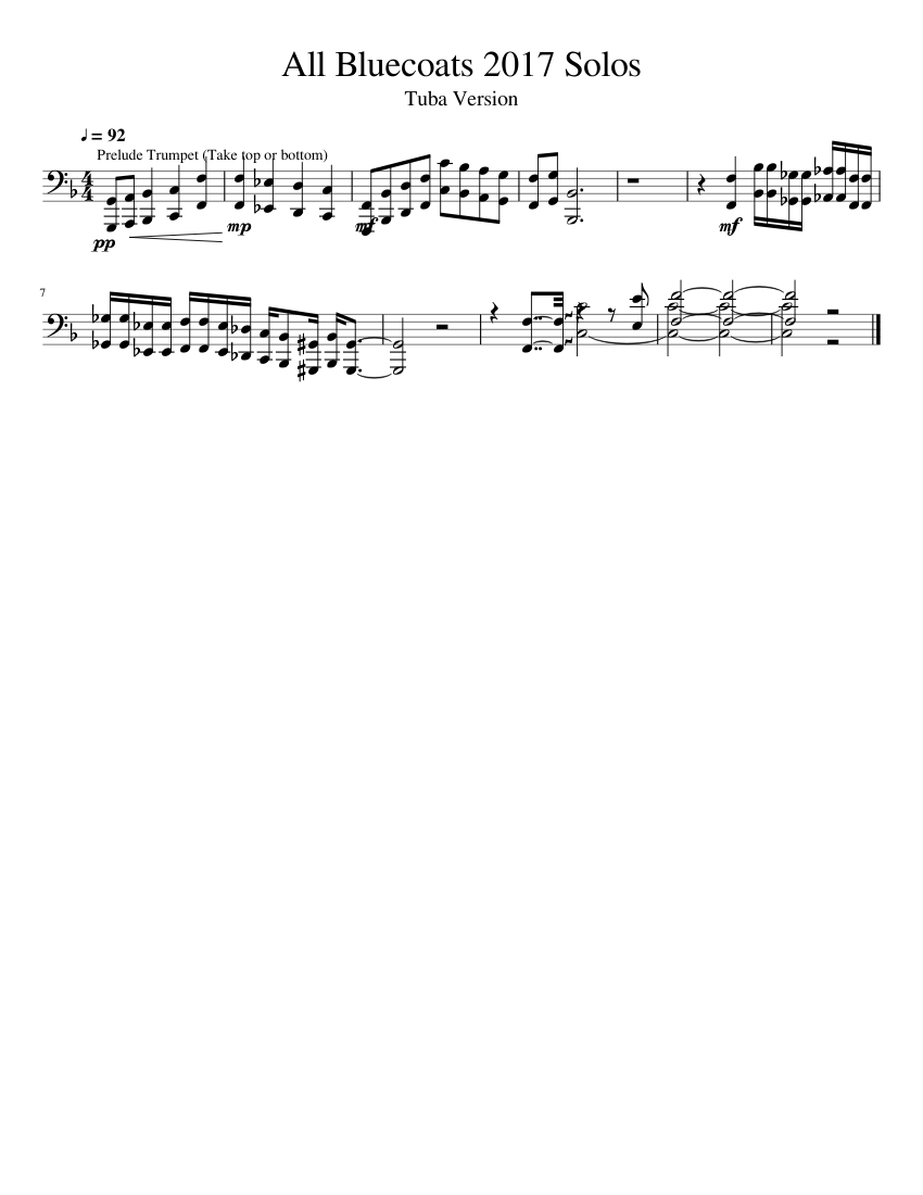 Tuba Bluecoats 2017 Features/Solos Sheet music for Tuba (Solo ...