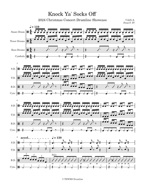 Knock Your' Socks Off – TEWMS Drumline