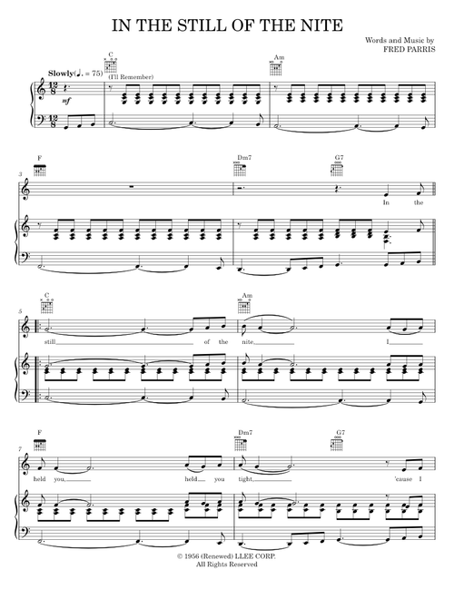 In The Still Of The Nite (I'll Remember) - Boyz II Men, The Five Satins (Piano-Vocal-Guitar)