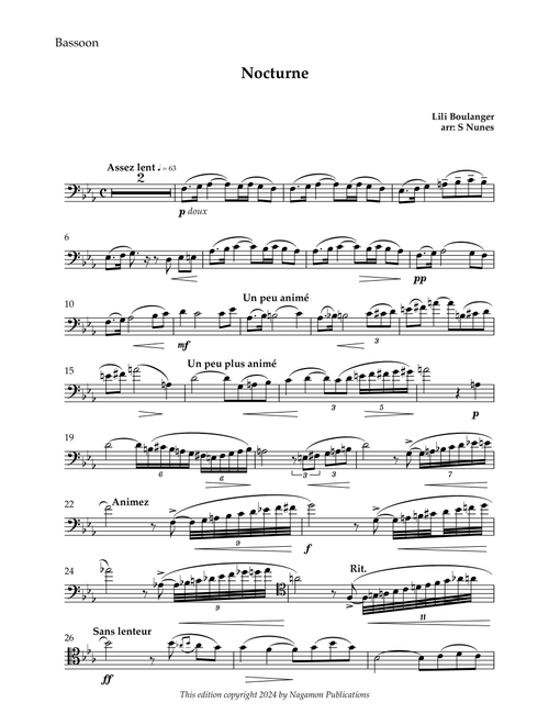 Nocturne (Arr. Steven Nunes) - Lili Boulanger (Bassoon and Piano)