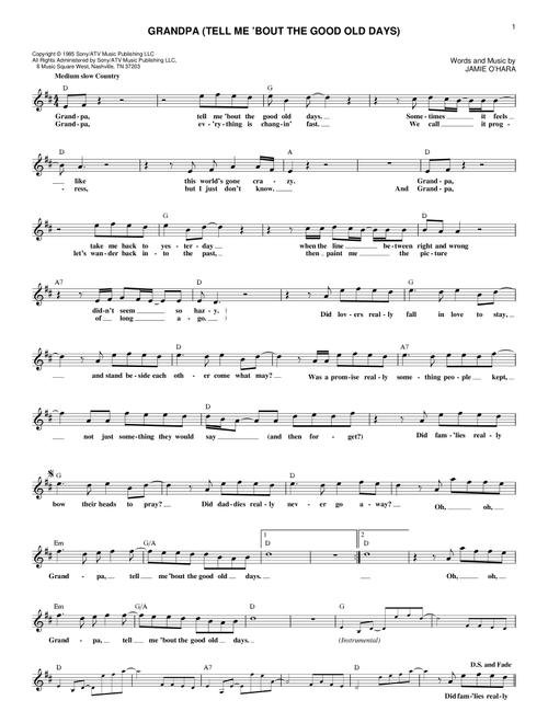 Grandpa (Tell Me 'Bout The Good Old Days) - The Judds (Lead Sheet - Fake Book)