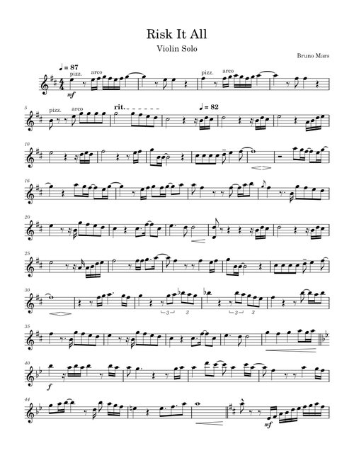 Risk It All – Bruno Mars (Violin Solo)