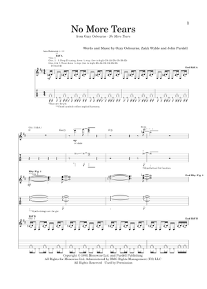 No more tears – Ozzy Osbourne Sheet Music for Drum group (Solo