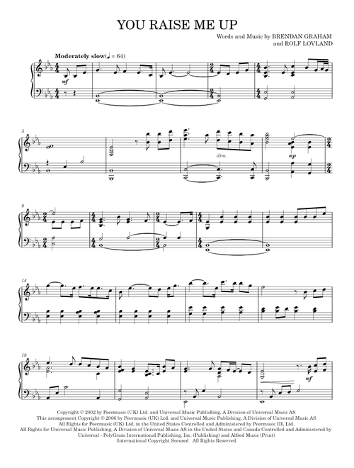 You Raise Me Up - Josh Groban, Secret Garden (Piano Solo)