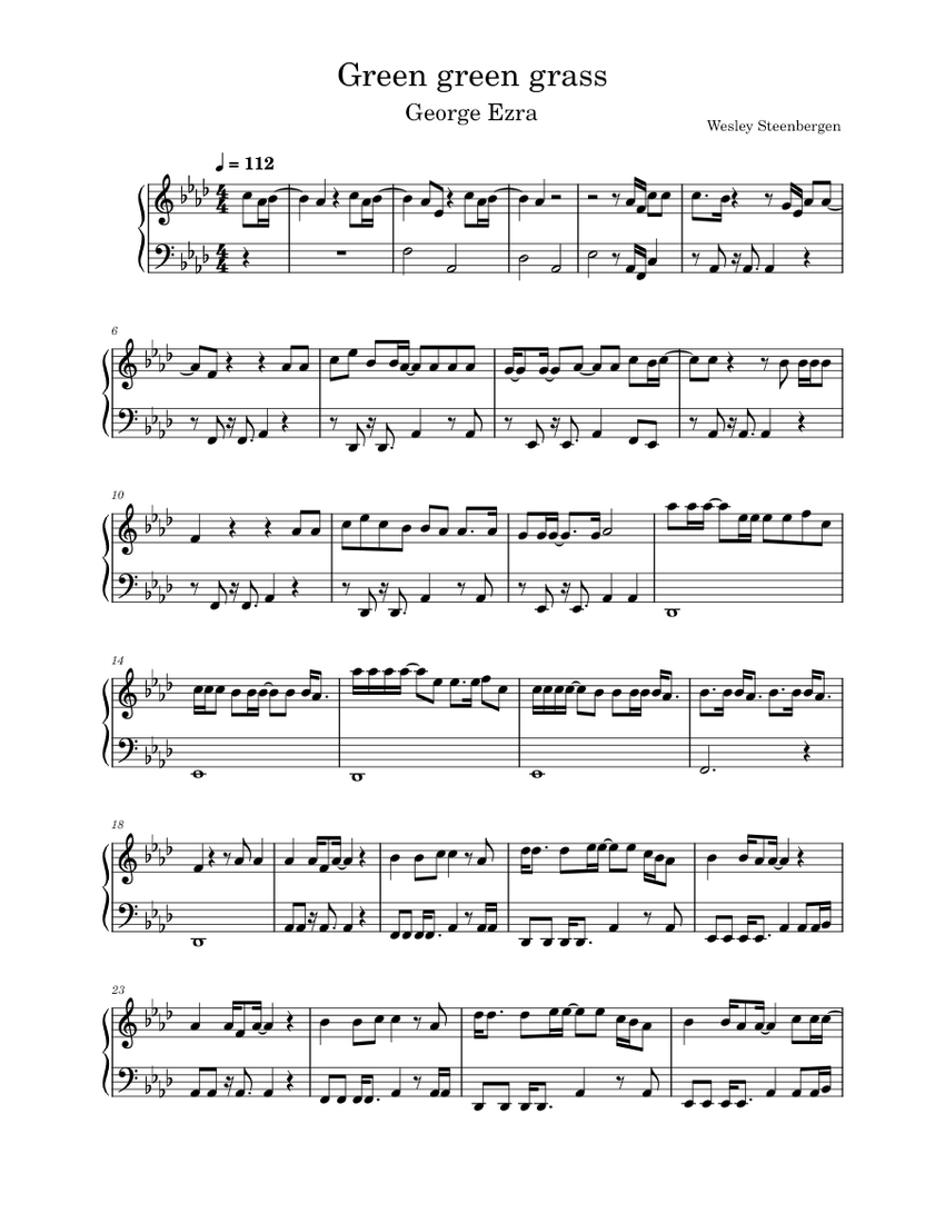 Green green grass Ezra Sheet music for Piano (Solo