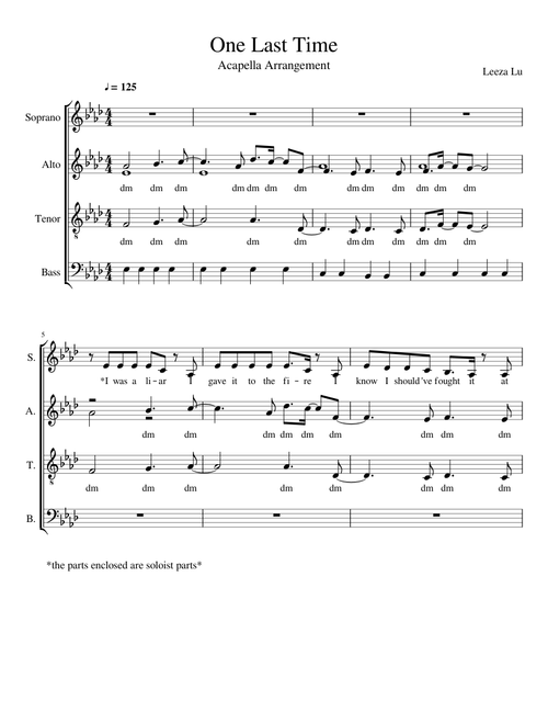 One Last Time Acapella Arrangement