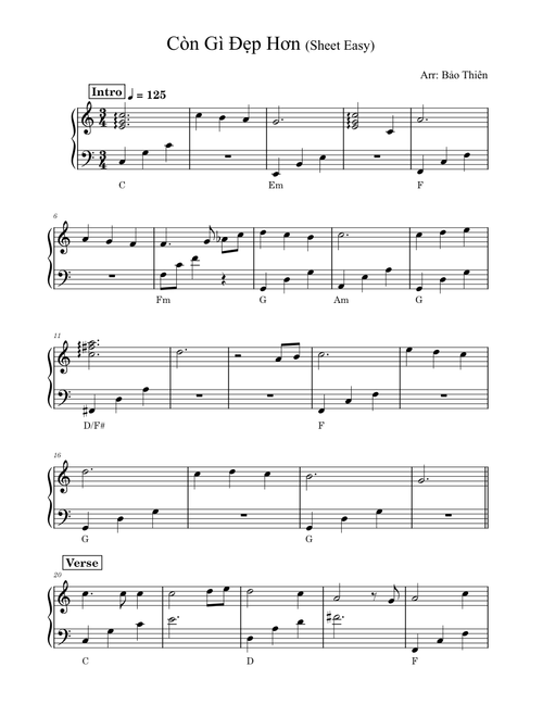 Còn Gì Đẹp Hơn - Easy Sheet Piano