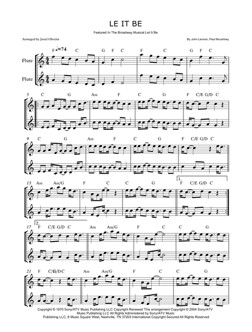 Let It Be (Arr. Josiel Oliveira) - Kris Allen (Flute Duet)