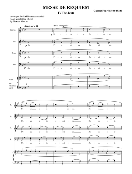 Pie Jesu (Requiem) (Arr. Marcus Martin) - voces 8 (Choral, SATB)