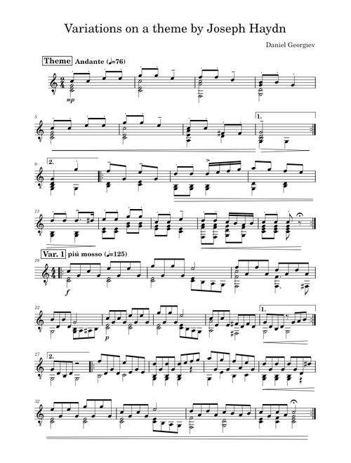 Variations on a theme from Symphony no. 94 by Joseph Haydn - Daniel Georgiev
