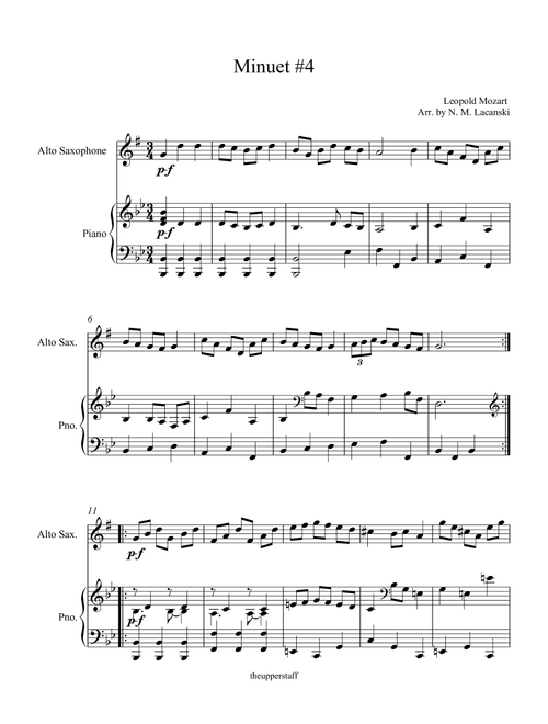 Minuet #4 (Arr. Nick Lacanski) - Mozart, Leopold (Instrumental Duet)