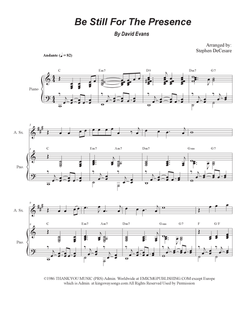 Be Still For The Presence (Arr. Stephen DeCesare) - David Evans (Alto Sax and Piano)