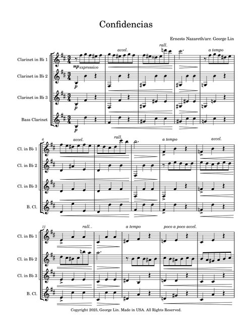 Confidencias (Arr. George Lin) - Ernesto Nazareth (Woodwind Ensemble)