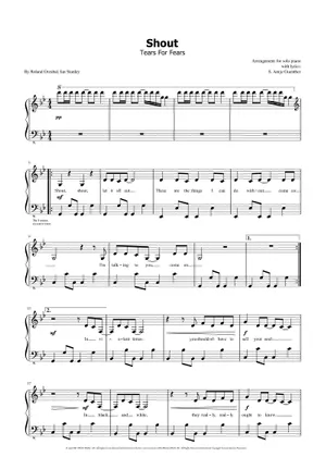 Shout - Tears For Fears - Sheet music for Piano, Guitar Shout - Tears For Fears - Sheet music for Piano, Guitar