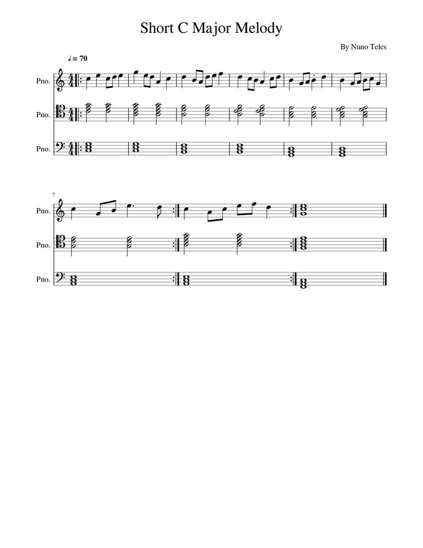 Short C Major Melody Sheet music for Piano (Solo) | Musescore.com
