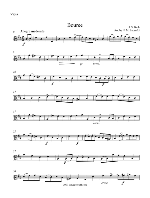 Bouree (Arr. Nick Lacanski) - Bach, J. S. (Instrumental Duet)