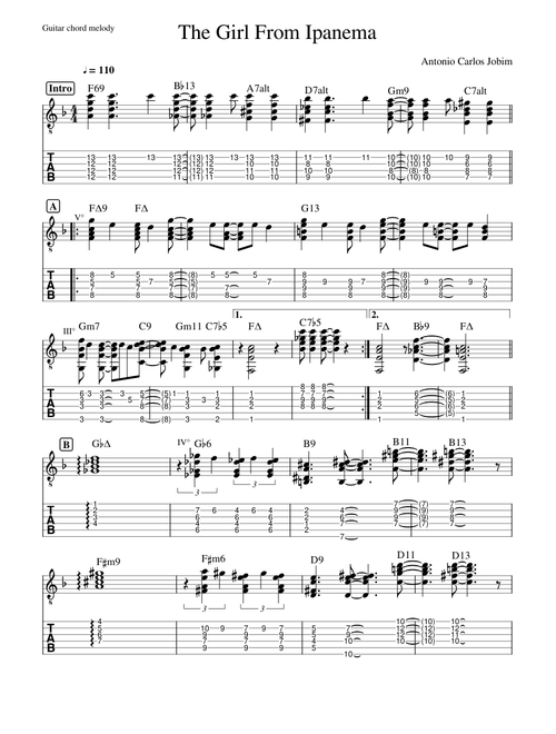 The Girl From Ipanema (guitar chord melody)