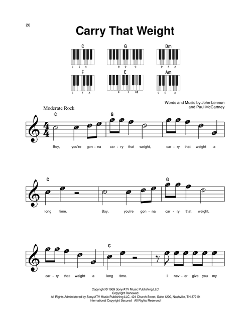 Carry That Weight - The Beatles (Super Easy Piano)