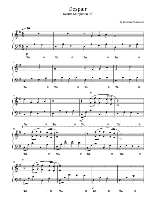 Despair (shitsui) (Arr. poon) - Yasuharu Takanashi (Easy Piano)