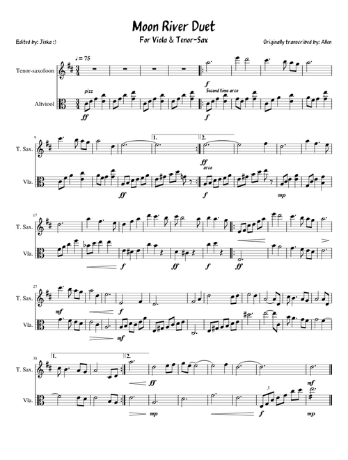 Moon River Duet For Viola & Tenor-Sax