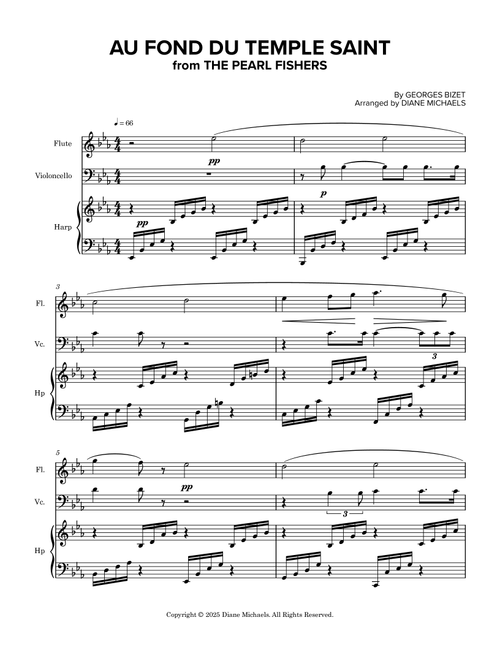 Au Fond du Temple Saint from "The Pearl Fishers" (Arr. Diane Michaels) - Georges Bizet (Small Ensemble)