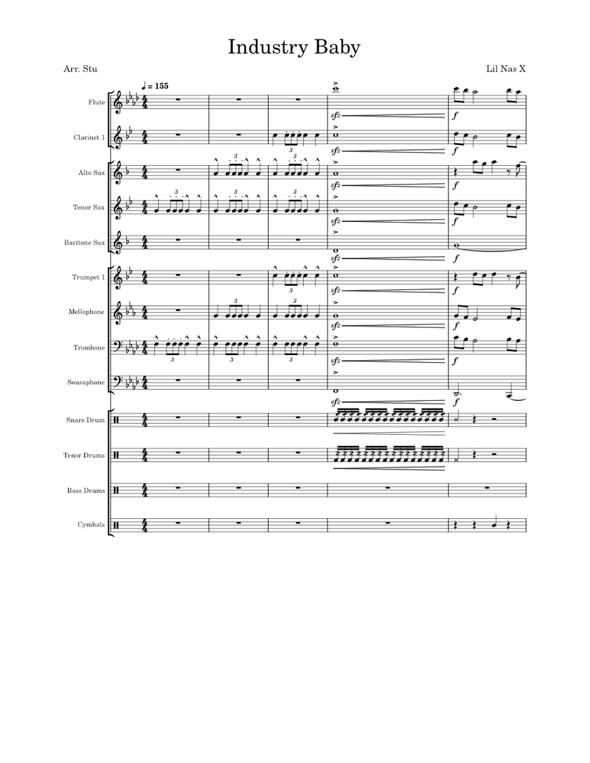 Industry Baby Lil Nas X Sheet music for Trombone, Flute, in