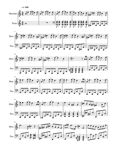 Shinzou wo Sasageyo for the Marimba and Piano