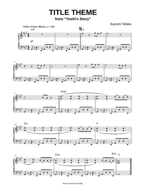 Title Theme (from Yoshi's Story) - Kazumi Totaka (Piano)