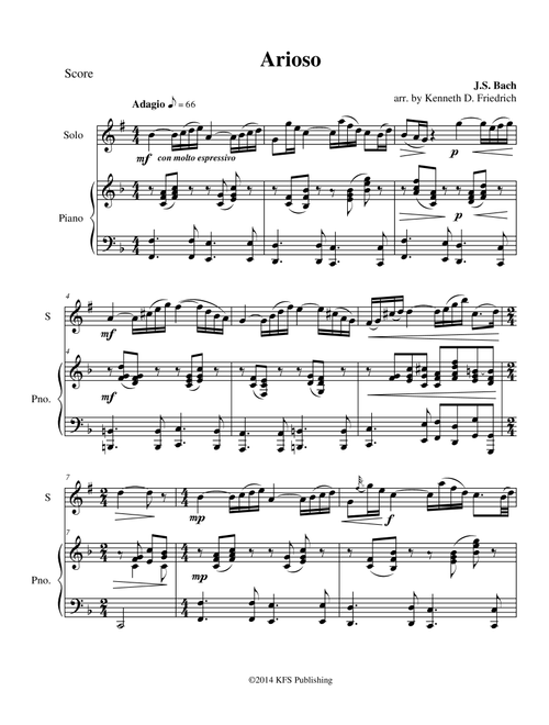 Arioso (Arr. Kenneth D. Friedrich) - J.S. Bach (Trumpet and Piano)